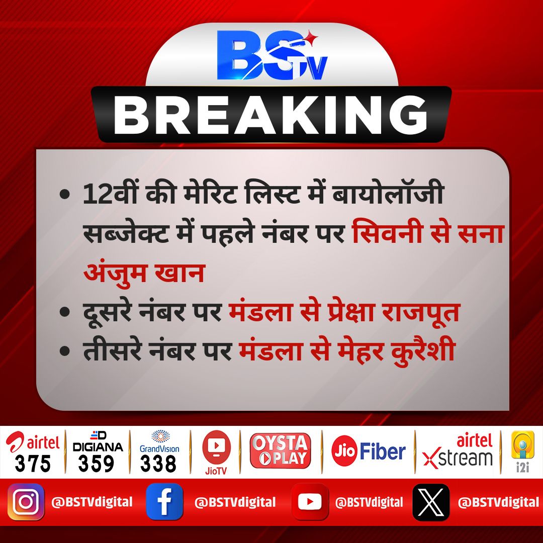 BSTVdigital's tweet image. 12 वीं के बायोलॉजी सब्जेक्ट के टॉपर

#MPBoardResult2024 #mpboardresult #MPBoard #MPBSE