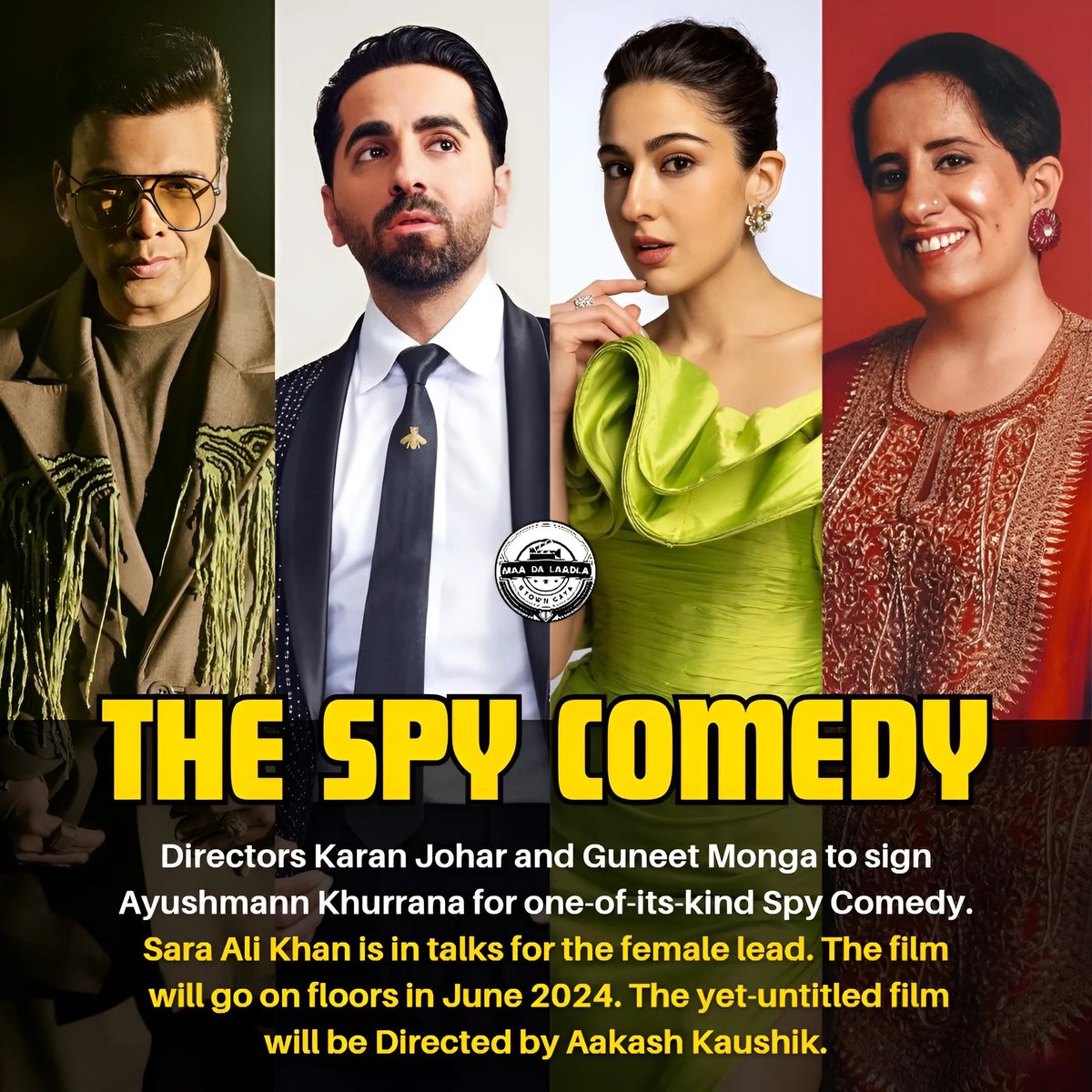 The yet-untitled film will be produced by #DharmaProductions and #SikhyaEntertainment. And will be directed by #AakashKaushik. 🕵🏻‍♂️🕵🏻‍♀️
It is touted to be a quintessential film as it breaks all the norms of the #Spyfilms made in #HindiCinema to date. 🔥🔥🔥

#KaranJohar #GuneetMonga
