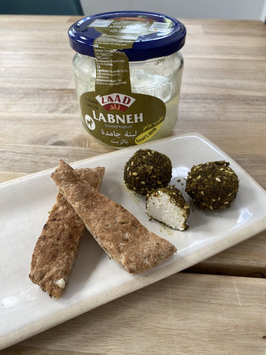 Oxford’s Cowley Rd has shops where you can buy international foods v. unusual in a city this size. One of my favourite snacks is goat Labneh from Tahmid stores rolled in Jordanian Za’atar from Zaid. I think you can only buy these ingredients at these specific shops. Amazing.