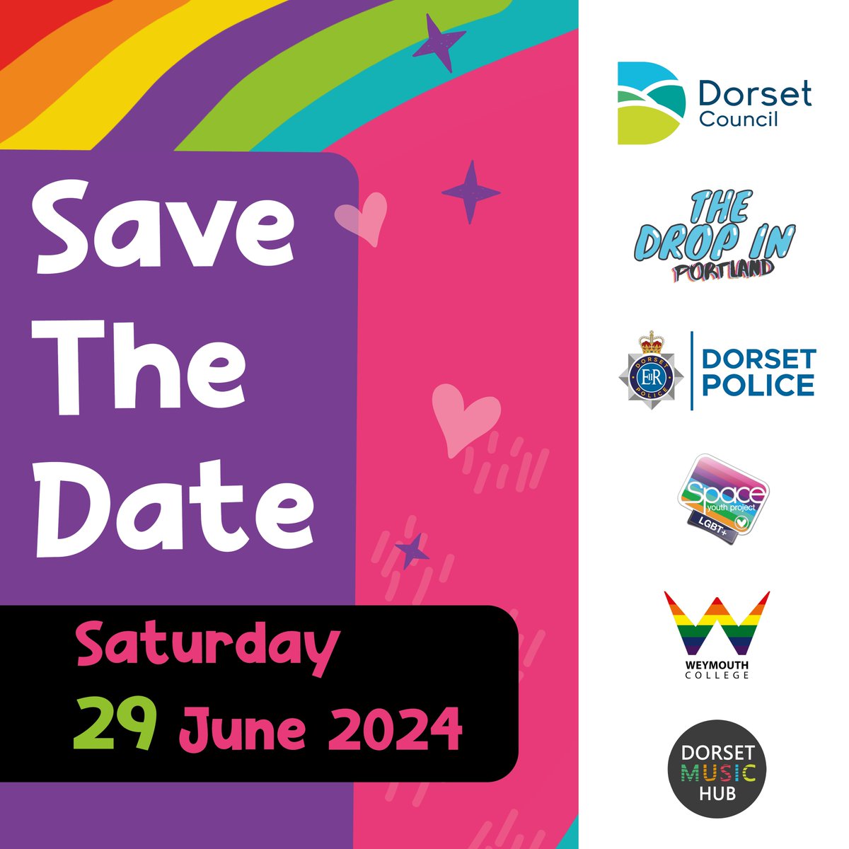 Chesil Youth Pride is coming! 🌟 Saturday 29th June 2024🌟 A day of joy to celebrate Dorset's young LGBTQI+ community. Further details to follow soon. We hope to see you there! #DorsetLGBTQI+ #Pride #YouthPride #ChesilYouthPride