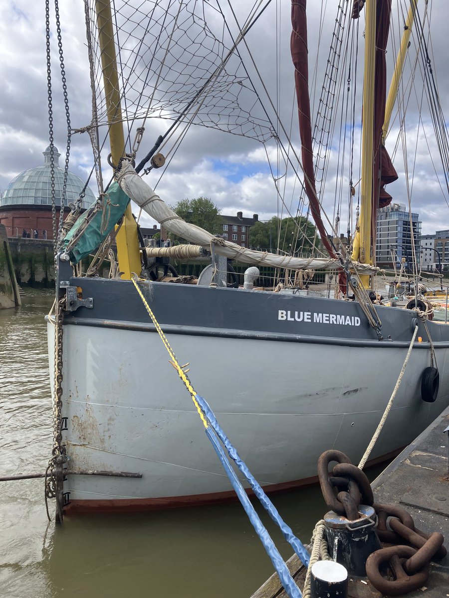 Farewell to Thames barge #BlueMermaid as she departs #Greenwich for #Gravesend on the first leg of her ⁦⁦@windtideandoar⁩ film tour ⁦@NatHistShips⁩