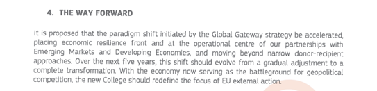 The document shows that the #GlobalGateway, their flagship strategy, seems to be mainly a tool to de-risk private investments, ensure the EU critical raw materials supply & favour economic interests, lacking a real human development focus 2/3