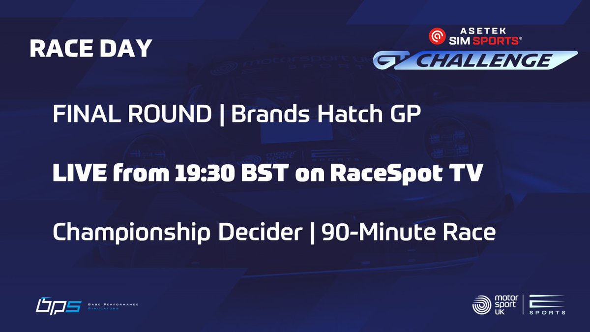 IT'S SEASON FINALE DAY! The @AsetekSimSports GT Challenge championship decider is LIVE from 19:30 BST tonight on @RaceSpotTV All to play for in all four classes, who will come out on top? Find out here - youtube.com/watch?v=2LfQtK… #iracing #simracing #esports