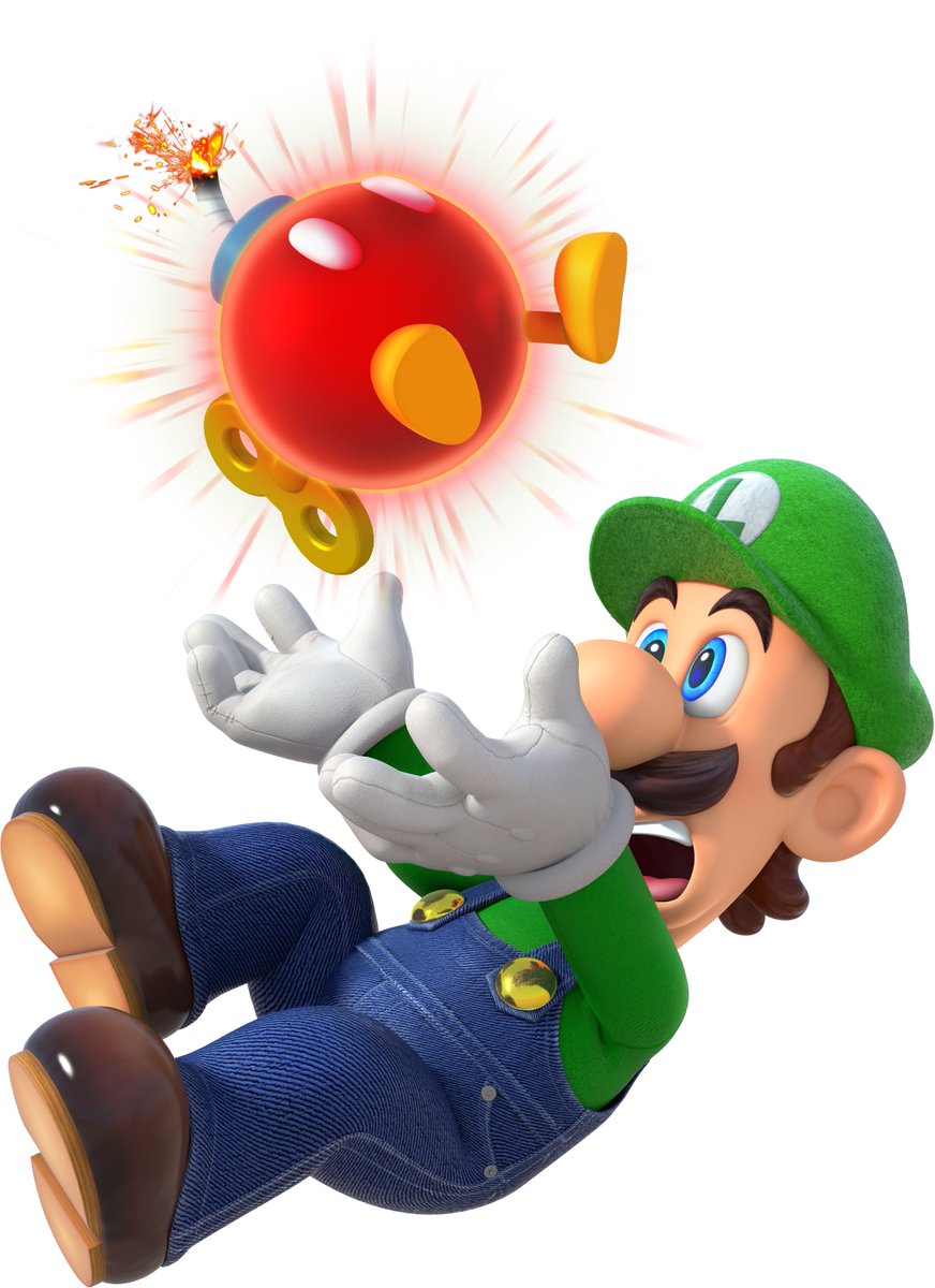 Luigi with a Bob-omb. [ Super Mario Party ]