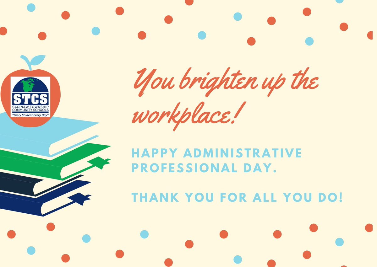 WeAreSTCS's tweet photo. We appreciate all that our Administrative professionals do for STCS every. single. day.
#ThankYou #STCSpride https://t.co/f0LM9HoSpj