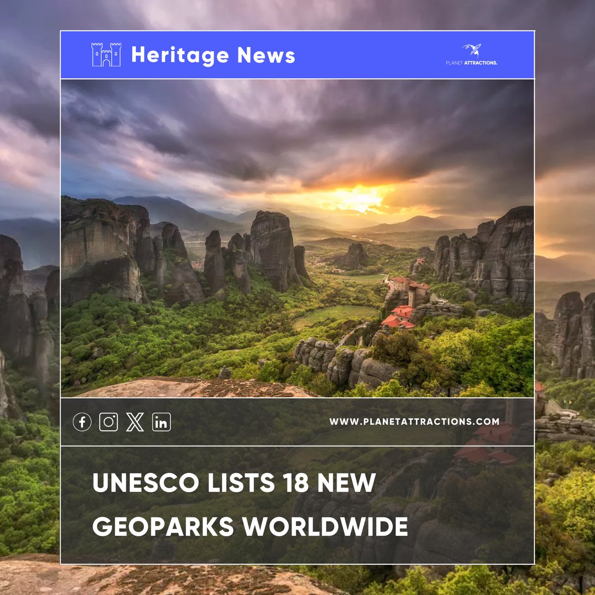 .@UNESCO has added 18 new locations to its list of Global Geoparks, with each location celebrated for its combination of conservation and local community involvement. shorturl.at/boG57