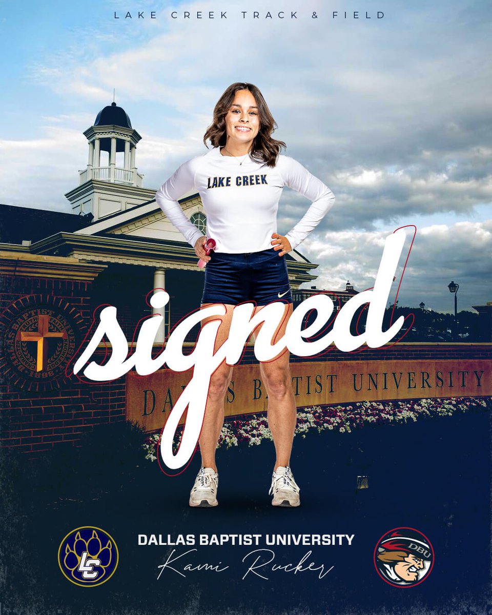 Congrats to Kami Rucker as she signs her LOI today at 1 PM! Kami will continue her education & Track & Field career at Dallas Baptist University!!! 🇺🇸🏃🏼‍♀️🎓 #FoundAWay😤