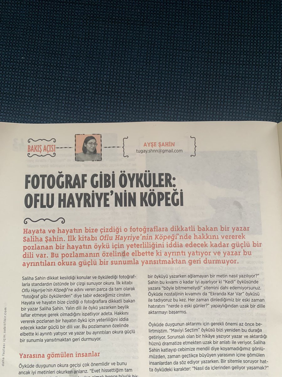 Salihaedebiyat's tweet photo. @SabitFikir dergisinin Nisan 2024 sayısında öykü kitabım #Oflu Hayriye’nin Köpeğini özenle okuyup değerlendiren @ogrtaysesahin ‘e kalpten teşekkür 💐 https://t.co/V4XIe0Egcm