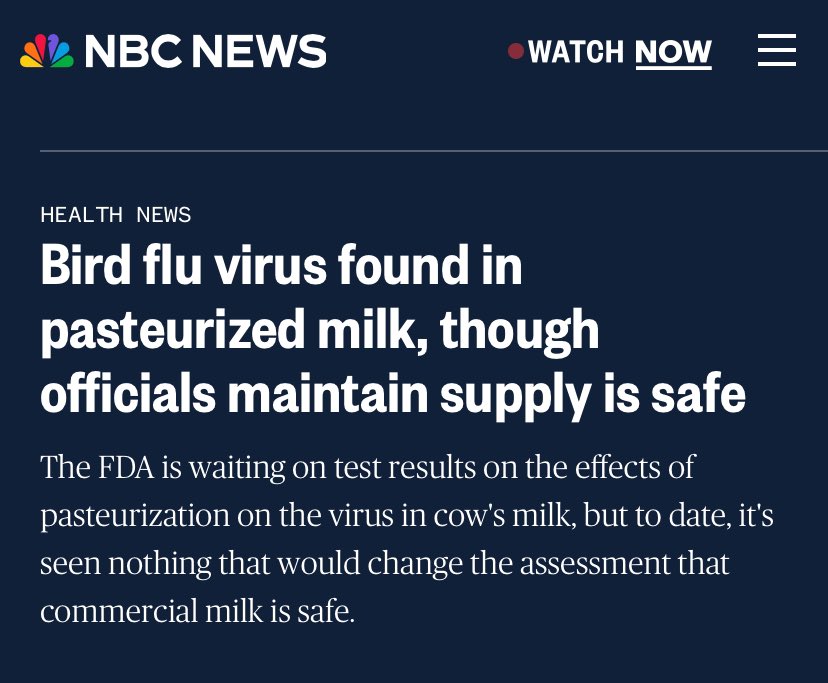 Viral fragments Viral remnants Viral traces Bird flu virus found in pasteurized milk, but officials maintain the outlook is great for business, especially if they can convince us to coexist with bird flu in our air & food supply.