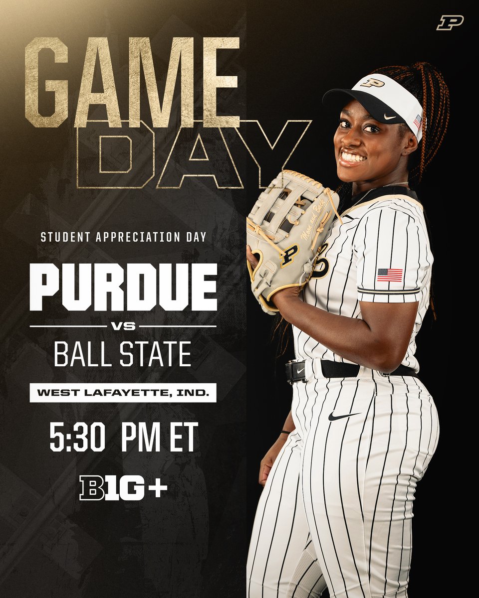 Good Morning Boilermakers! ☀️

🆚 Ball State
⏰ 5:30 p.m. ET
🏟 Bittinger Stadium
🖥 B1G+
🤝 Student Appreciation Night 
👉 Students can enter to win a $50 gift card to University Book Store or Chipotle, or a Samsung Sound Tower
