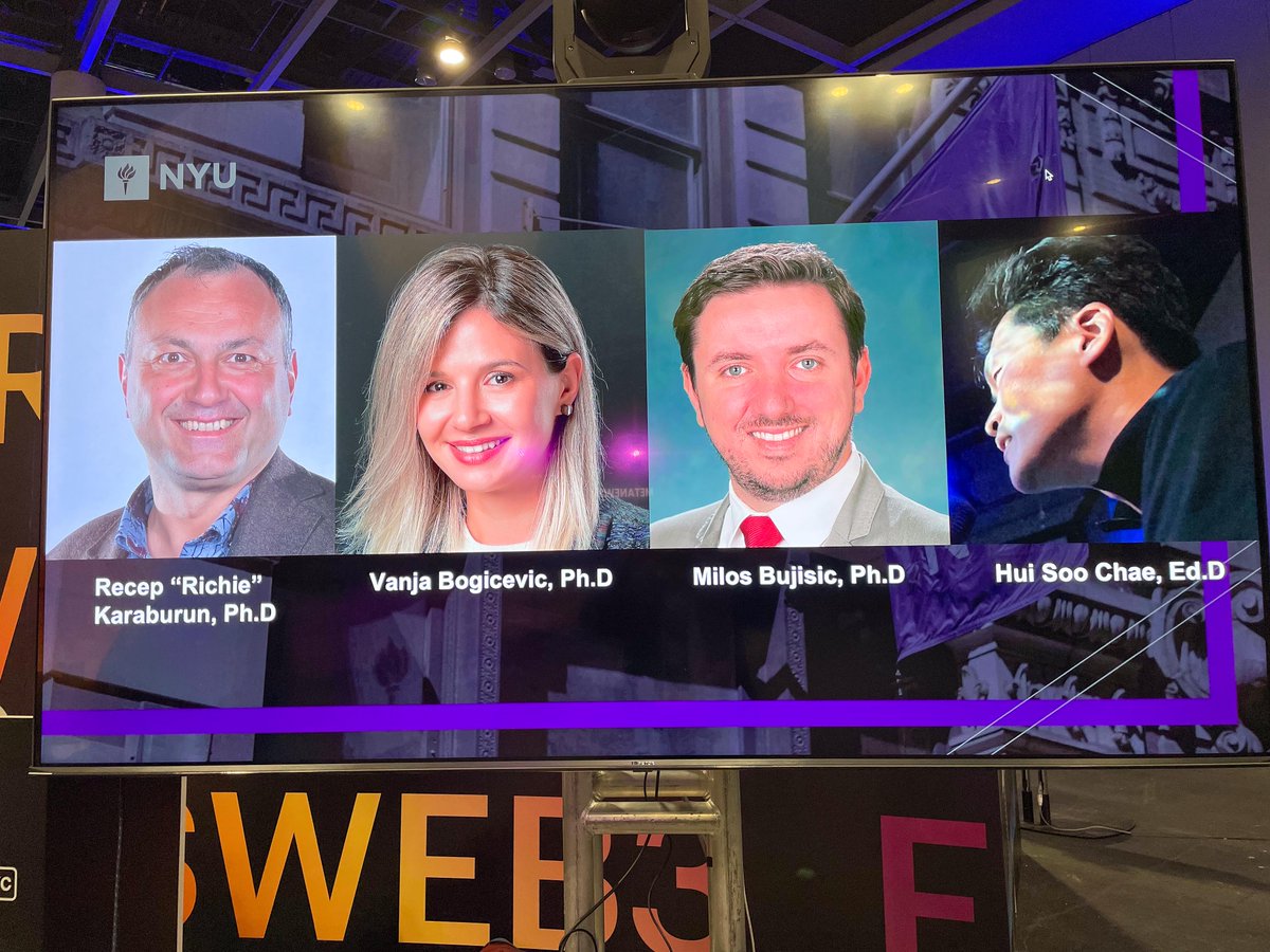 Earlier this month, SPS Professors Vanja Bogicevic, Richie Karaburun, Milos Bujisic, & Hui Soo Chae represented NYU at @NFT_NYC. Their talks highlighted research, projects, & initiatives being led by SPS faculty in the area of emerging technologies. #WeAreSPS #NFTNYC2024 #NYUETC