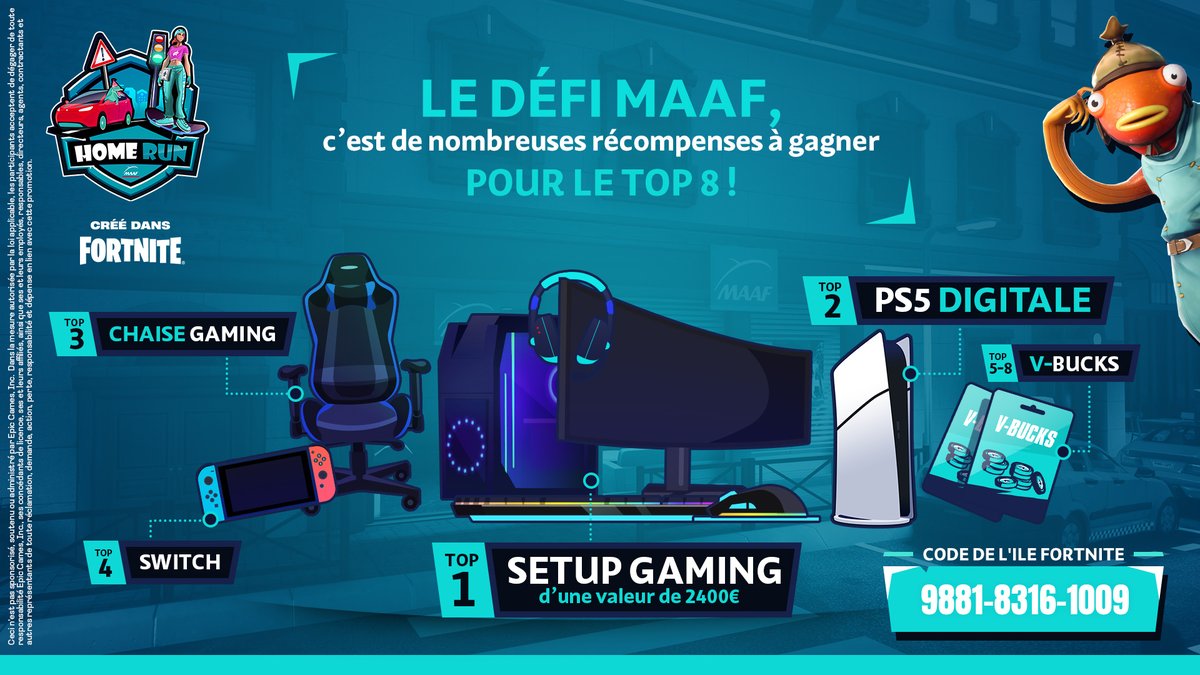 Nouveau deathrun Fortnite, on l’a testé avec @LeBouseuh c’était bien drôle ! D’ailleurs sur la map il y’a un setup gaming à gagner et d’autres cadeaux 🎁   

Plus d’info dans la vidéo : youtu.be/tr4NirQzK5g

#CollaborationCommerciale avec MAAF