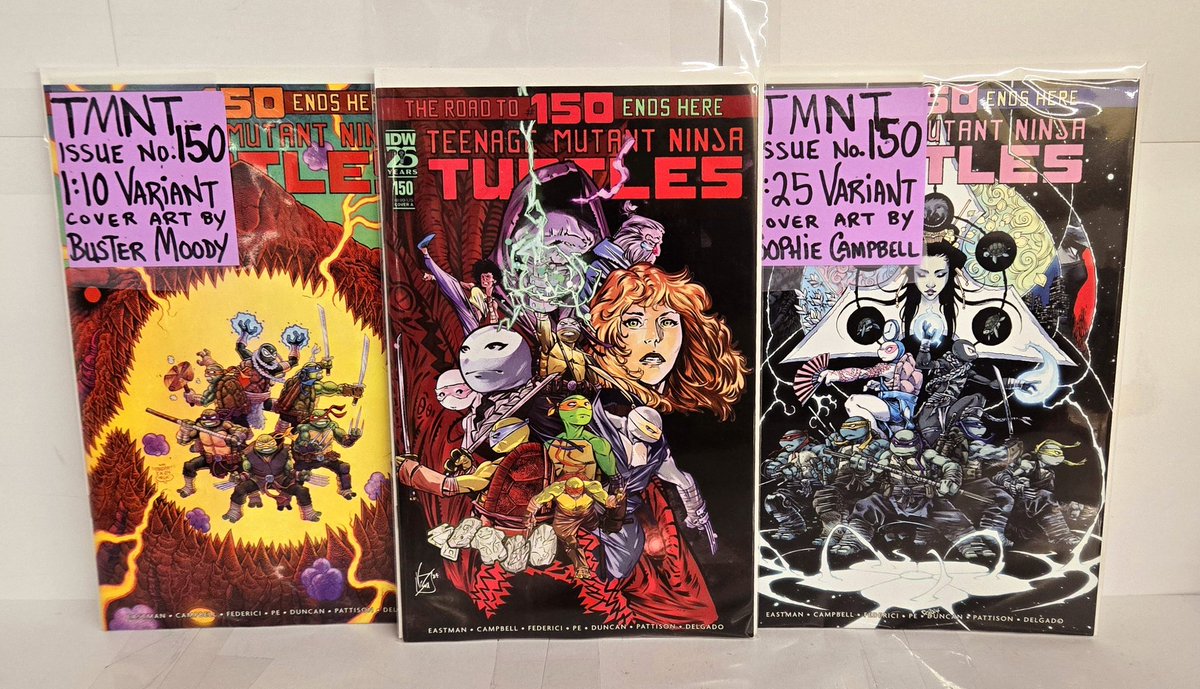 Its #NewComicBookDay, this is a big one for #TMNT fans! PLEASE do not miss this finale! It does not disappoint! Absolutely bitter sweet! 😭❤️ Also I couldn't decide which cover I wanted, so I snabbed them all. I got my first foil cover too! (Cont.)