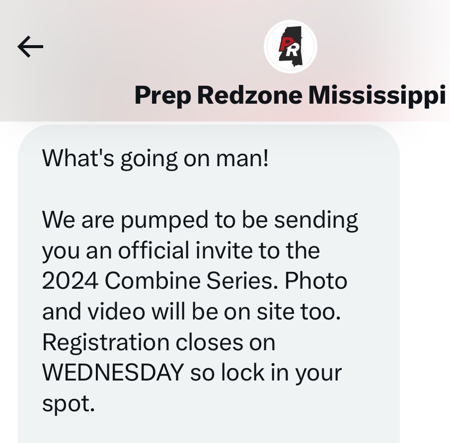 Thank you so much for the combine invitation @PrepRedzoneMS