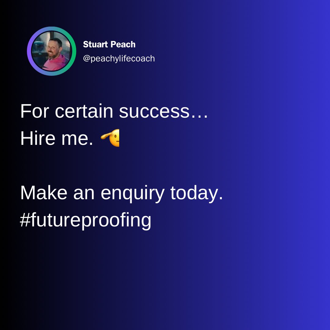 To get the best out of your coach.

You should aim to get the best out of yourself.

Ask stupid questions, be weak, be vulnerable, be honest.

Try something new.
#futureproofing