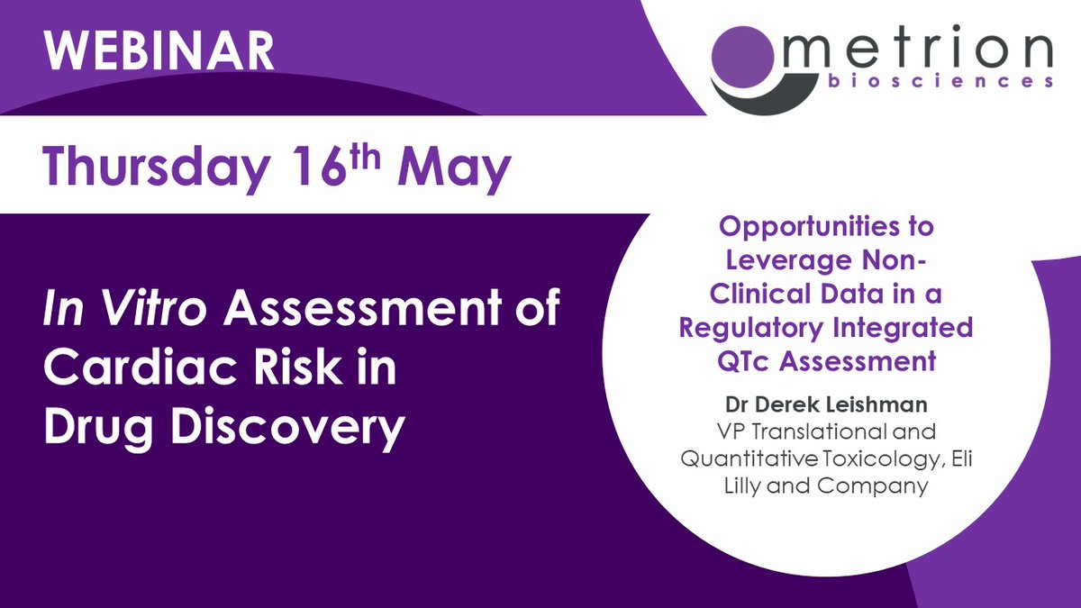 🎙️Derek Leishman, Eli Lilly, will focus on the opportunities a sponsor now has available to increase the efficiency and effectiveness of QTc assessment by leveraging the ICH S7B core assays. 

🔗 hubs.la/Q02tT-f20

#drugdiscovery #ionchannels #cardiacsafety #cardiacrisk