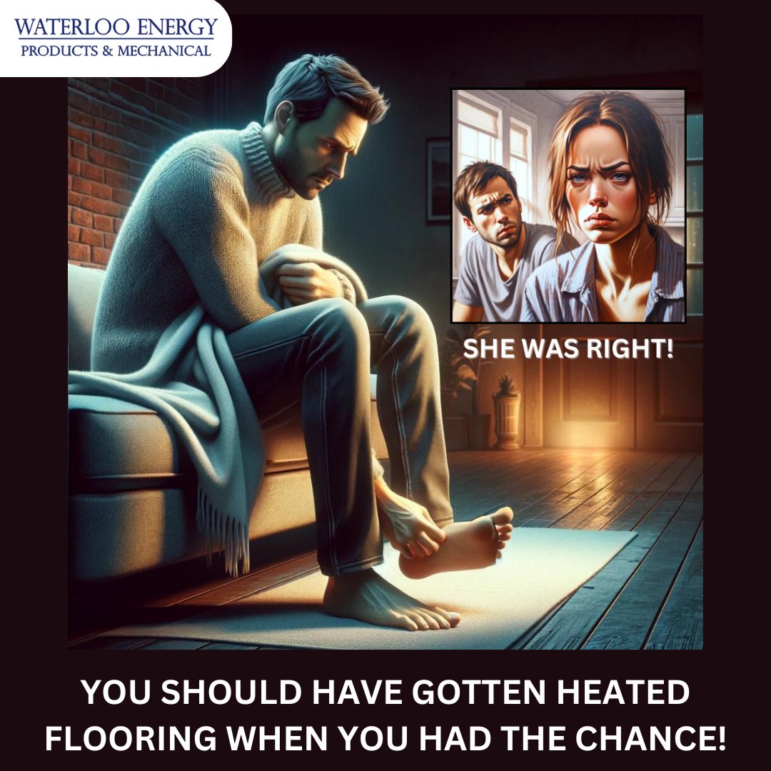 Your partner was right. You should have gotten heated flooring when you had the chance. Could have experienced the magic of heated flooring! 🌟🔥 Heated floors offer not just comfort but also efficient heating for your entire home. waterlooenergy.com/products/inflo…