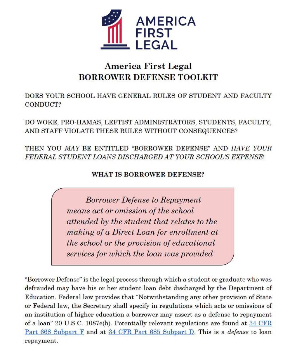 🚨STUDENTS OF COLUMBIA & ACROSS THE COUNTRY🚨 Do woke, pro-hamas, leftist students and faculty violate these rules without consequences? You may be entitled “borrower defense” and have your federal student loans discharged at your school’s expense!