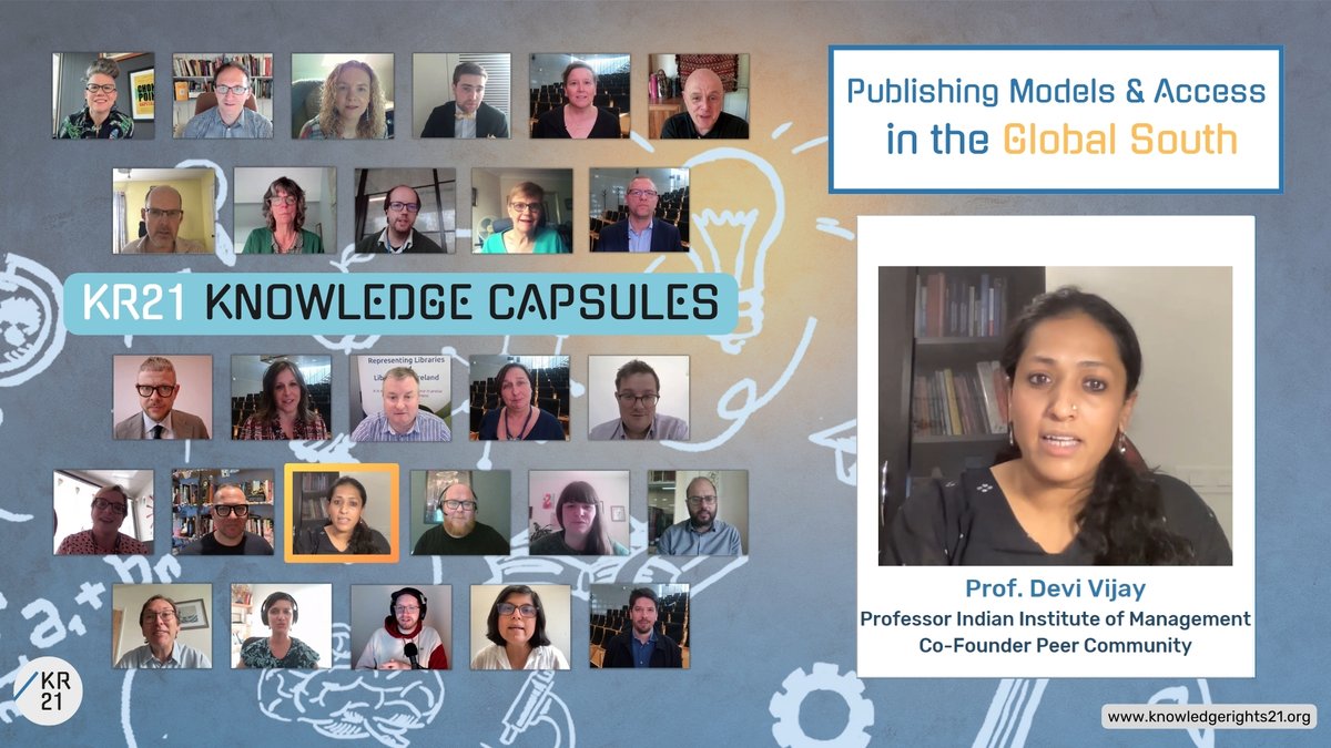 KR21org's tweet photo. 💡Why do we need alternative publishing models? @deviv07 (@IIM_Calcutta), co-founder of @PeerCommunityIn (PCI) Org Studies, explains how they help democratise production & #AccessToKnowledge
Watch her KR21 Knowledge Capsule: https://t.co/NJvWss4HTr
#KnowledgeCapsules #OpenAccess https://t.co/RIbJ6fTYkI