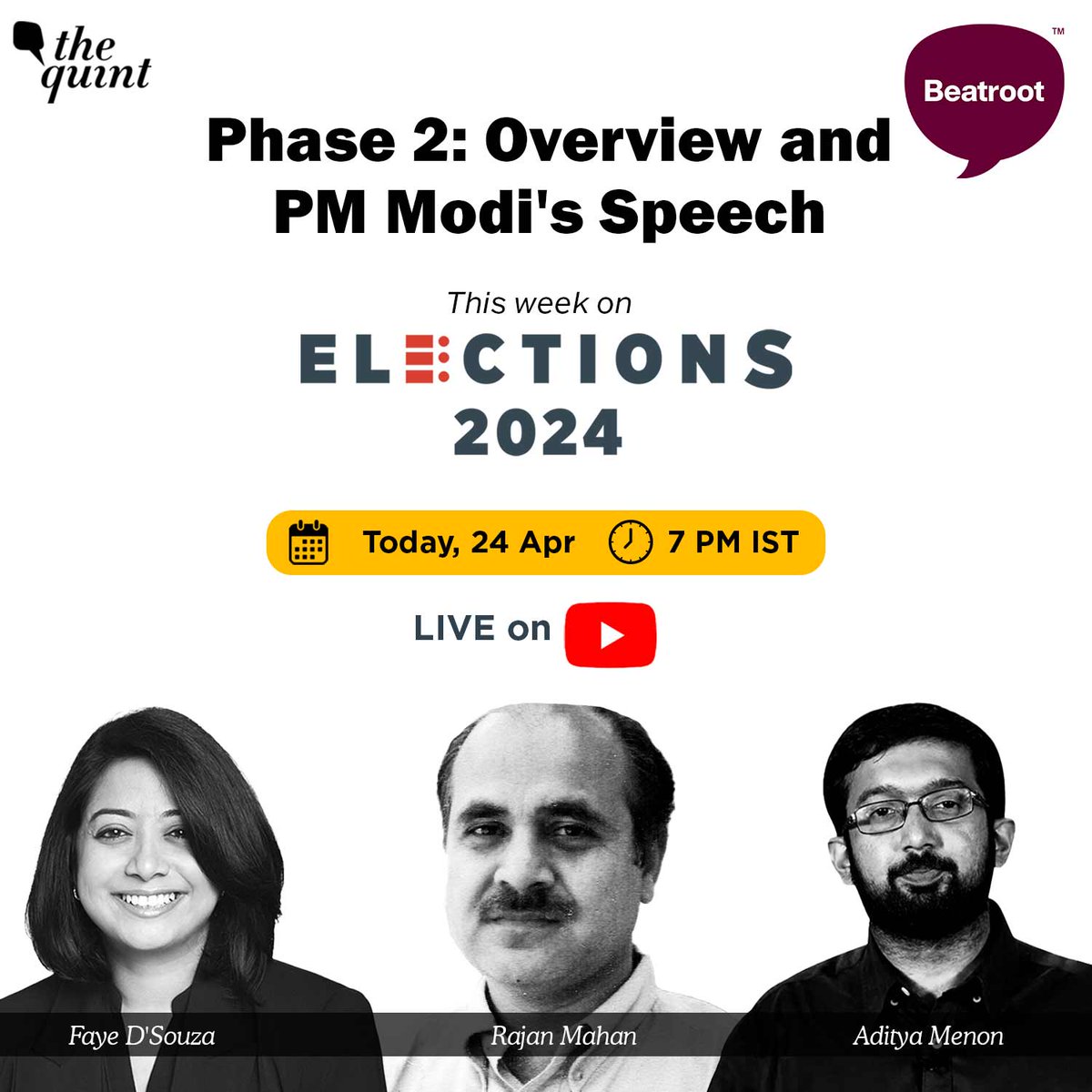 Join @AdityaMenon22 and @fayedsouza LIVE on YouTube at 7 pm, in conversation with @rajanmahan. Subscribe here: youtube.com/@TheQuint