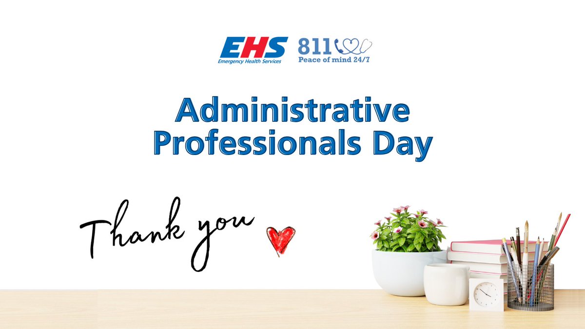 Thanks to all administrative professionals at EHS Operations & our healthcare partners at 811 Telecare, who contribute in so many ways to support their teams. From one end of Nova Scotia to the other, you're appreciated more than you know! 

Happy #AdministrativeProfessionalsDay!
