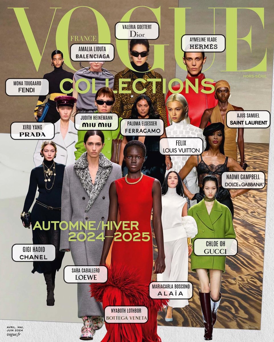 VOGUE FRANCE Collections FW24-25

#FELIX is the runway model for @LouisVuitton & the only male model on the cover, featured alongside top models (Gigi Hadid, Naomi Campbell…)

FELIX IN VOGUE FRANCE
FELIX VOGUE COLLECTIONS COVER
#FELIXxVOGUECollections
#FELIXxVOGUEFRANCE