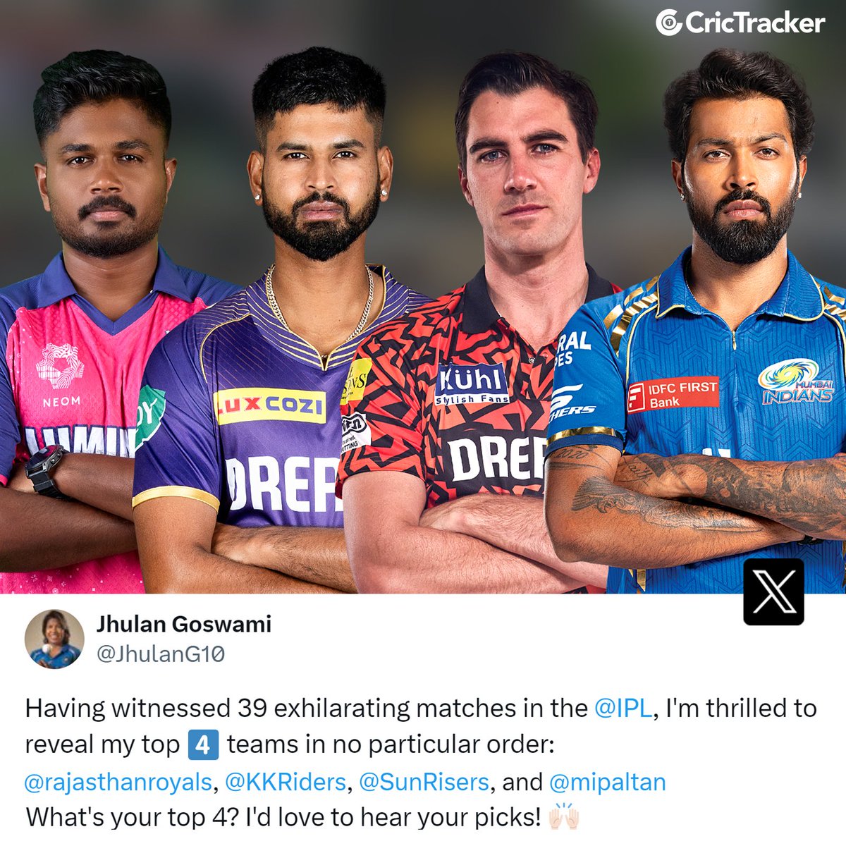 Agree with Jhulan Goswami?

Comment down your top 4 teams👇