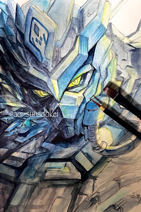 水彩絵の具でざくざくっと塗った!楽しかった〜〜〜!!またこういうの描こう 