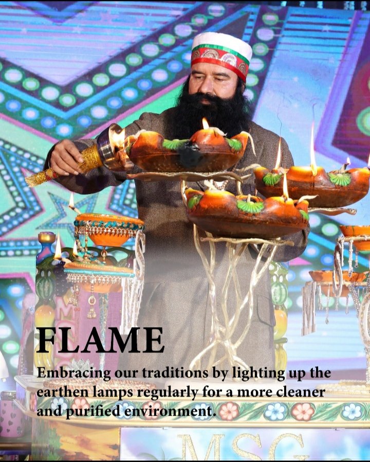 Saint Dr MSG Insan💓 started a campaign named as FLAME In which earthen lamp is used to remove negative energy from home.✨🙏
#LightUpDiya