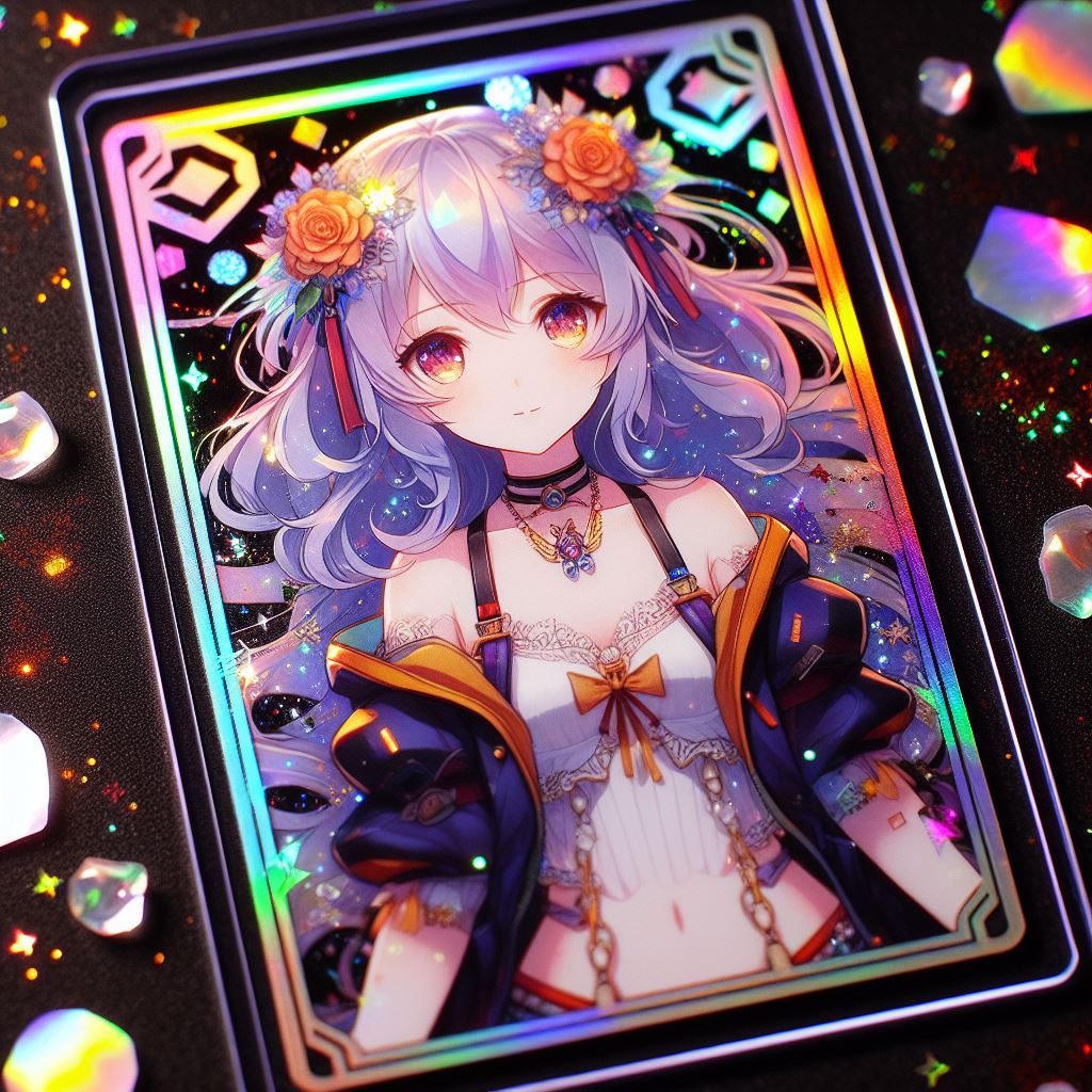 animel7316's tweet photo. 【トレーディングカードプロンプト(DALLE、imagecreator用)】
自分だけのカード、作りませんか?😊
A high-quality hologram trading card depicting an anime-style girl, with glitter, mother-of-pearl, and a black background around the card, clear coloring, and colorful https://t.co/1ciHNUHqs9