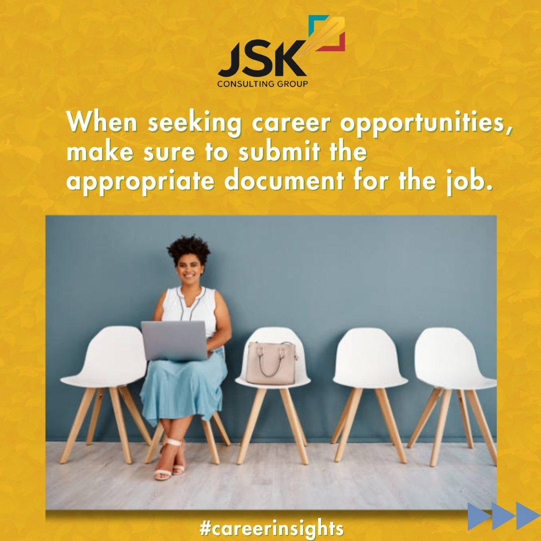 Dear Professionals,

When seeking career growth and better opportunities, make sure to submit the appropriate document for the job.

#jsk #jskconsulting #jskconsultinggroup #coaching #leadrship #professionals #jobseekers #careerinsights #cv #resume.