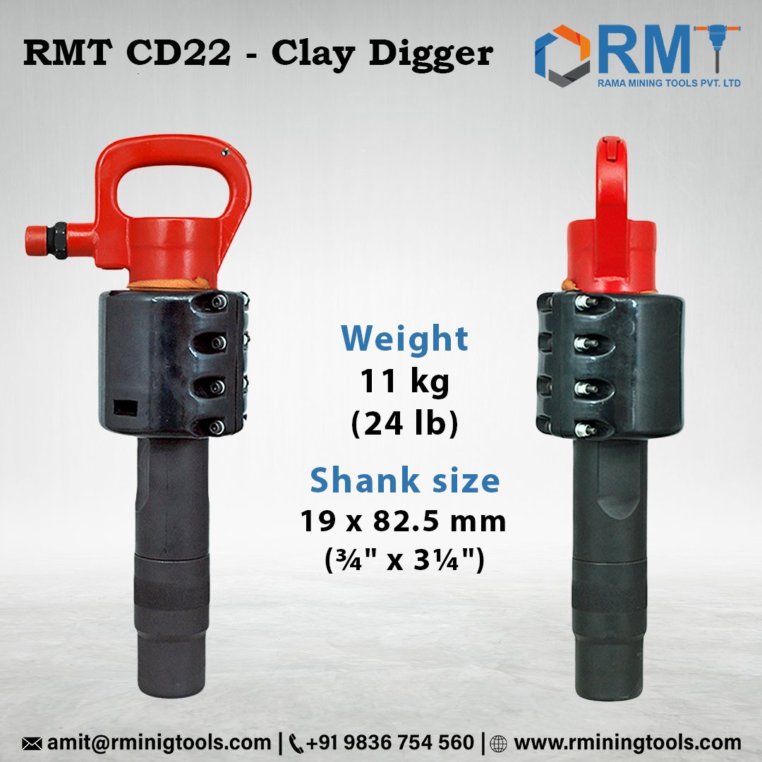 These RMT Clay Diggers are mainly used for renovations of exterior brick walls, digging soft ground and soils.

#exporttools #rmt #pneumatictools #drilling #maintainance #safetyfirst #drill #coalmining #pneumatictools #pneumaticpower #Lubricator #cp222 #rmt222 #fl22