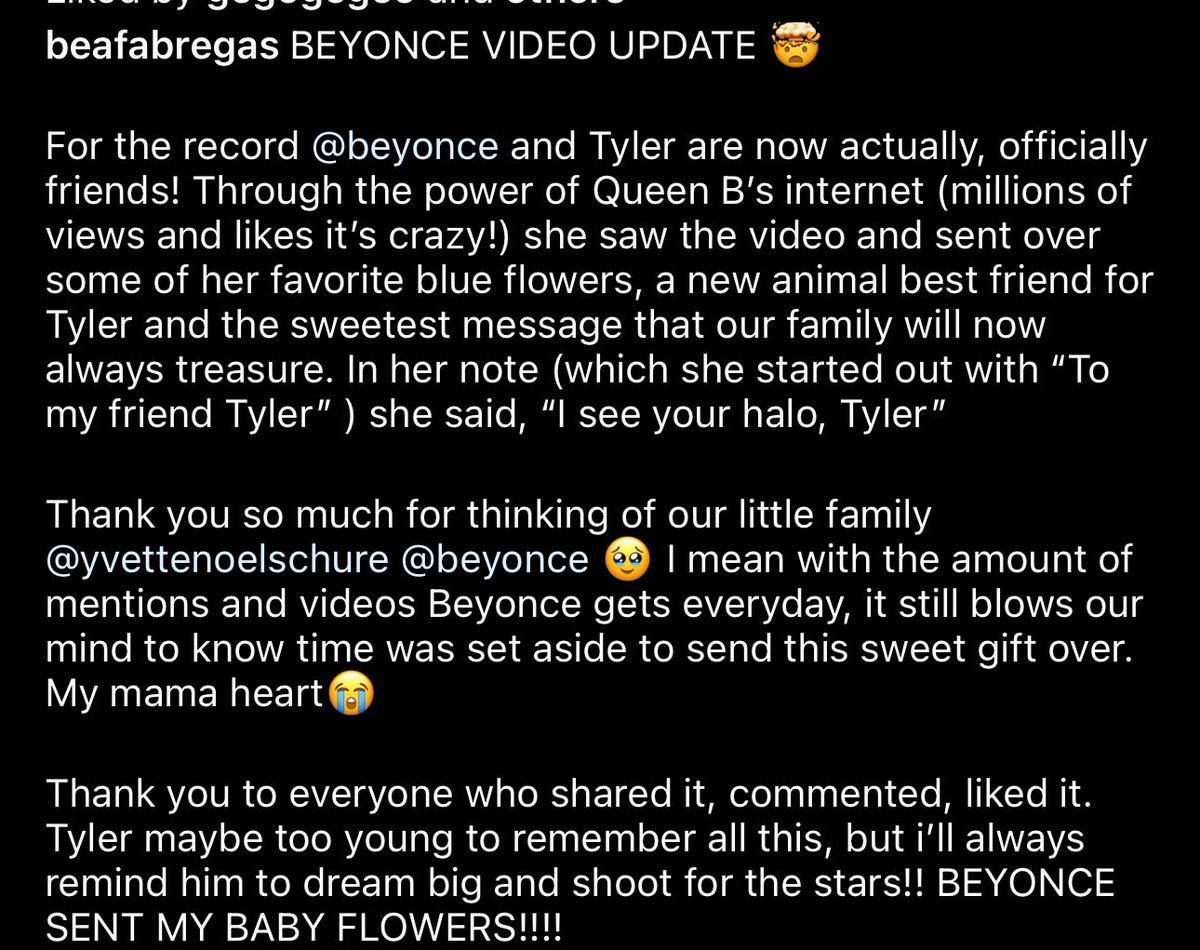 Beyoncé sent him flowers 🥹🥹