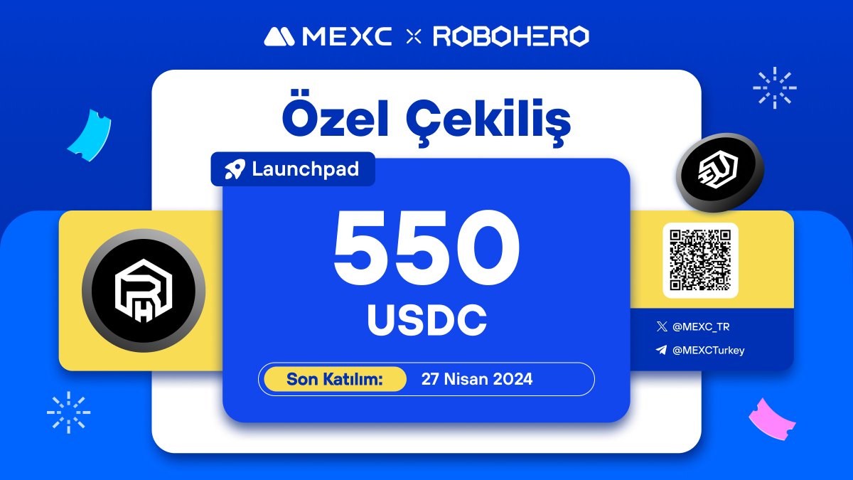 🎁 #MEXC X #ROBO Özel Çekilişine Katılın!

🏆 550  $USDC Ödülden Pay Kazanın!

📌 Katılım: mexctr.info/ROBO_Giveaway

🔷 Takip Et: <a href="/MEXC_TR/">MEXC TR</a>
🔷 Takip Et: <a href="/RoboHero_io/">RoboHero</a> 
🔷 Abone Ol: mexctr.info/youtube
🔷 Alıntıla 3 kişi etiketle

📅 Son Katılım: 27 Nisan 2024 23.59