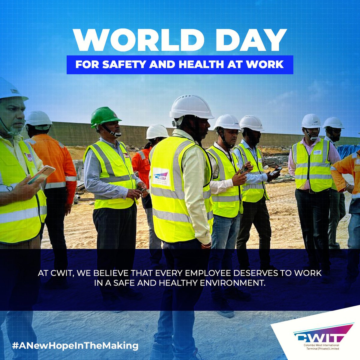 Safety first, always! 

At CWIT, we're committed to providing a workplace where every employee feels secure and valued. 

On this day, let’s stand firm in our commitment to safeguarding the wellbeing and safety of every individual in our workplace.
#CWIT #work #healthandsafety
