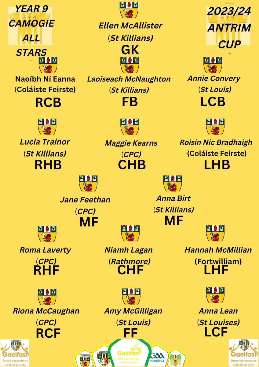 Another day and another group of past pupils excelling on the GAA field! Well done to Laoiseach and Lucia who have been selected on the @Gaelfast_GAA Year 9 Camogie Cup Team! Great stuff girls, we are very proud of you 🙌🏻 ⭐️