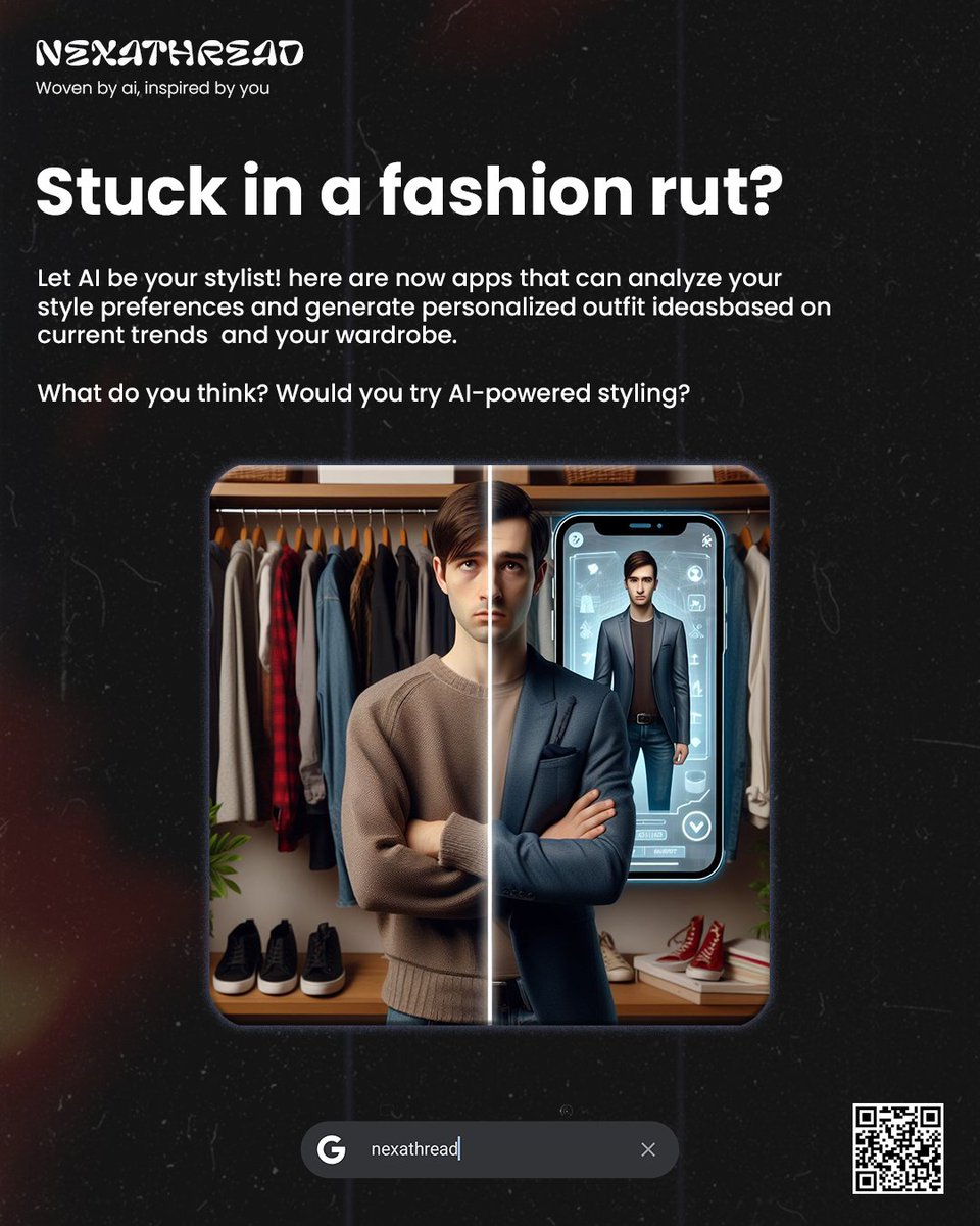 nexathread's tweet photo. Stuck in a fashion rut? Let AI be your stylist!"
#nexathread #Bangalore #fashiontech #India https://t.co/oudeV1cTc9