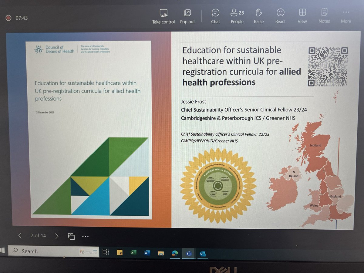 🌟 Great session facilitated by Jessie Frost & Clare Sugarman re. Sustainable healthcare in AHP pre-reg education #GreenerAHP