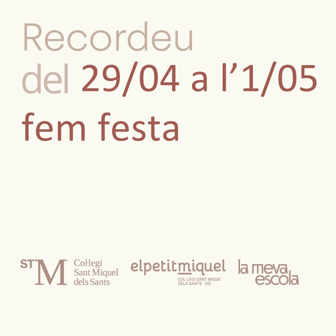 Fem festa del 29 d'abril a l'1 de maig. #collegisantmiqueldelssants #santmqiueldelssantsvic #curs2324 #lamevaescola