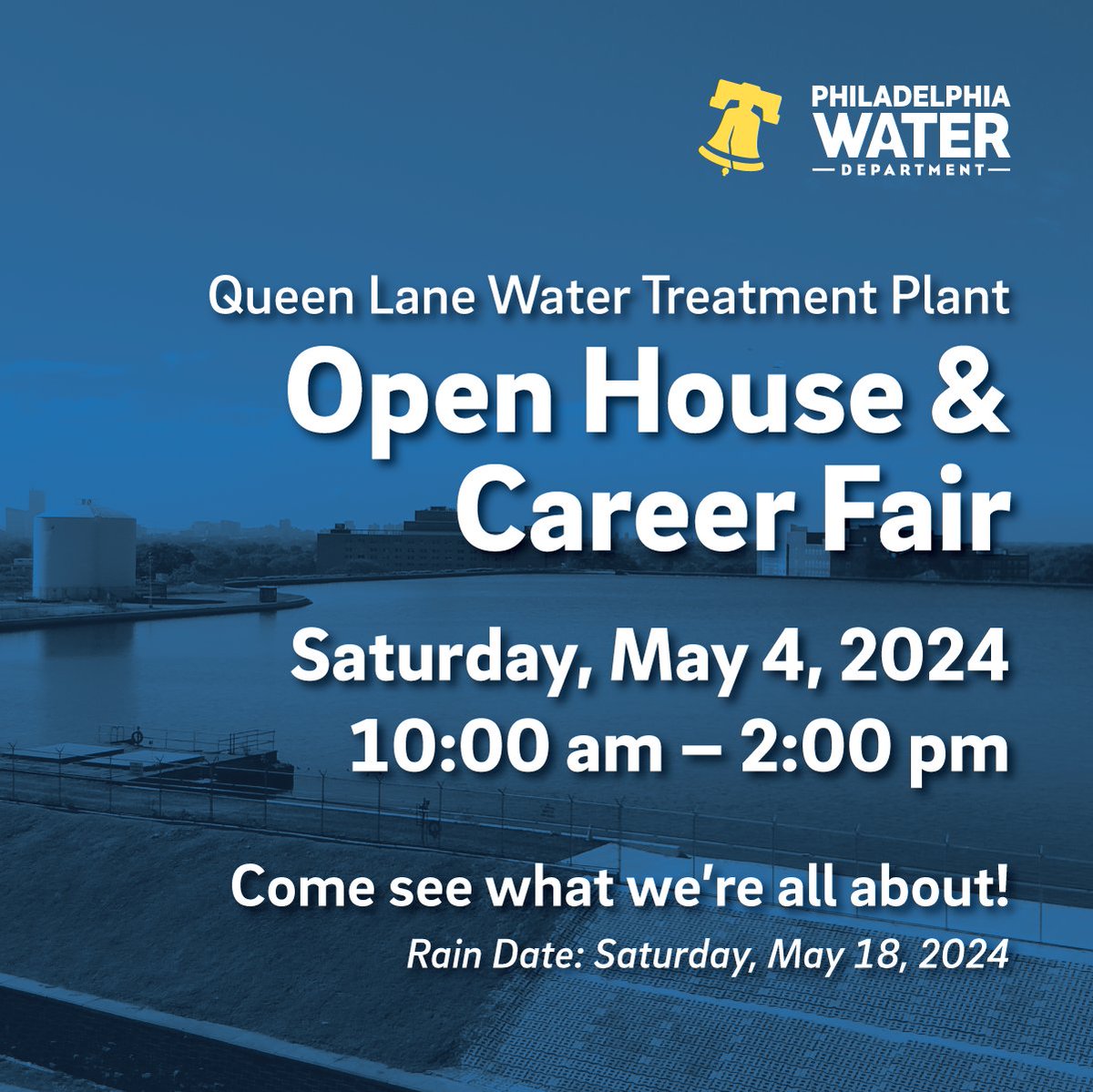 · Learn about the water treatment process · Explore career opportunities at PWD Bonus: The Office of Reentry Partnerships will be on hand to provide resources to returning citizens looking for employment. Come see what we're all about! Details here: water.phila.gov/open-house