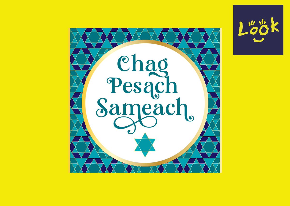 Wishing our Jewish friends and partners, and all those celebrating, a very #HappyPassover from everyone at LOOK. 📸image description - yellow background with LOOK logo in right hand corner & a greeting card in the centre with Chag Peshach Sameach & Star of David pattern behind
