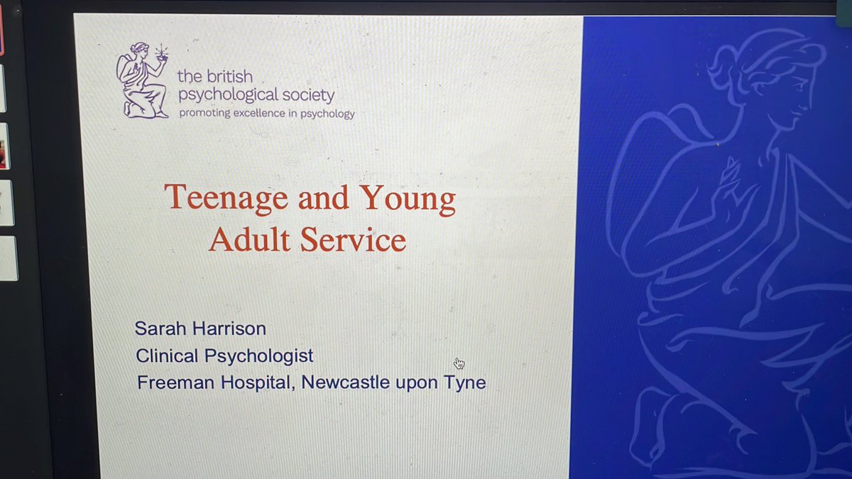 Sarah Harrison talking about teenage and young adult (TYA) psychology services, really interesting to hear about how these services operate nationally as well as Sarah’s reflections on her work in Newcastle and the North East