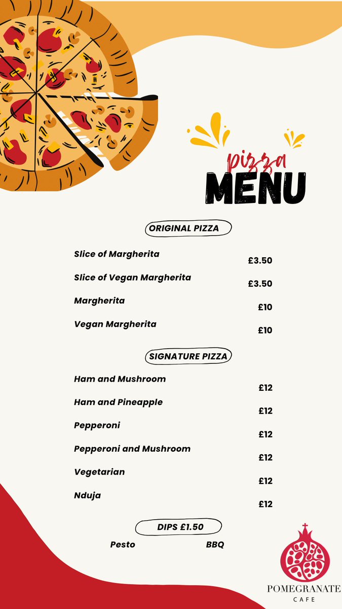 Pop to Pomegranate Cafe at the Queen's Building tonight if you want a Pizza the action before the Wolves game! 🐺🍕 All freshly prepared and cooked. From 5pm-7pm. #GSMWolves