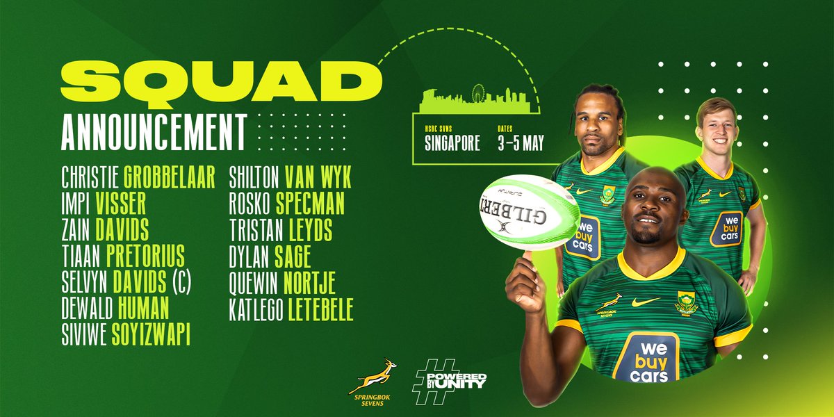 Two stalwarts are back for the #Blitzboks team that will travel to Singapore for their next #HSBCSVNS assignment - team announcement: tinyurl.com/2af8h6v3 ⚡ #PoweredByUnity @WeBuyCars_SA @McDonalds_SA