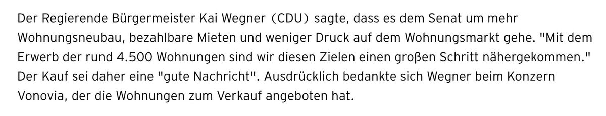 Und um derlei „Investitionen“ (in die Dividende der Vonovia-Aktionäre?) stemmen zu können, beschwört Wegner dann morgen wieder eine Reform der Schuldenbremse. Jede Wette.

rbb24.de/wirtschaft/bei…