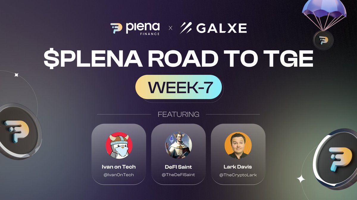 🚨 We have news! 🗞️ 👀 It's the Final Week of Plena Road to TGE on Galxe 🎉 And it is an explosive week full of - activities and learning 🧑‍🎓 🏫 - epic epic KOL collabs 🏗️ 📣 - swaps that celebrate BTCHalving 💸 💌 Galxe link: app.galxe.com/quest/PlenaFin… Learn more 👇