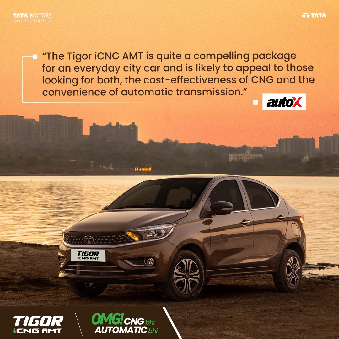 Driving innovation with the Tigor iCNG AMT! 🌟​
Here's the review from AutoX that you won't want to miss.​

Visit bit.ly/TigoriCNGAMT to book yours today

#OMGCNGbhiAutomaticbhi #TigoriCNG #iCNG #OMGitsCNG #TataiCNGRange #NewLaunch #TataMotorsPassengerVehicles #BookNow