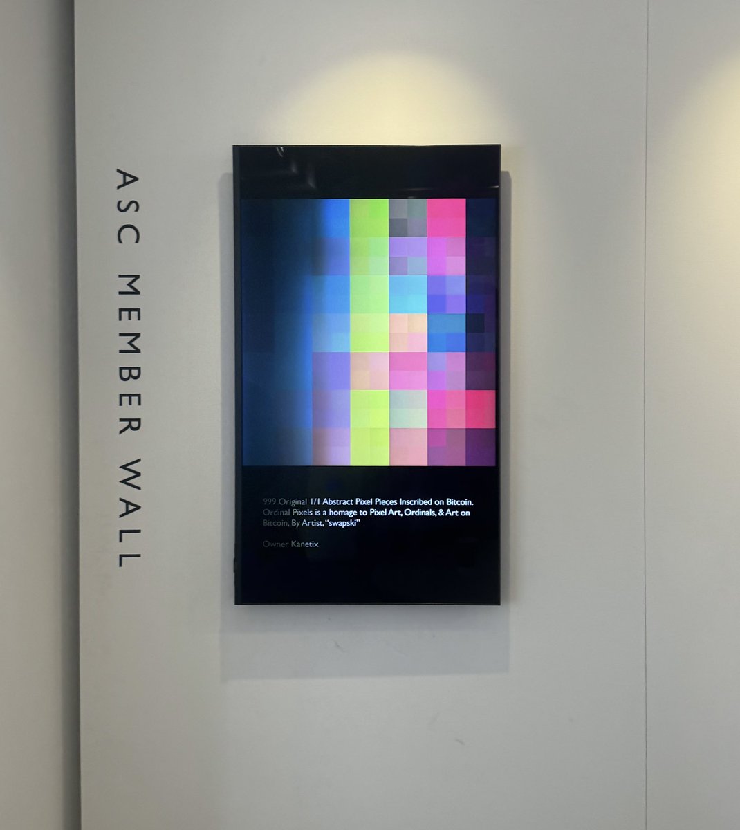 swapski (@swapski) on Twitter photo What a sight to see 🖼️ 👾 ✨
◉ <a href="/OrdinalPixels/">ORDINAL PIXELS</a> #474 Being displayed on the <a href="/AspreyStudio/">Asprey Studio</a> Member Wall 🔥
Grateful 🥲 🙏 What a sight to see 🖼️ 👾 ✨
◉ <a href="/OrdinalPixels/">ORDINAL PIXELS</a> #474 Being displayed on the <a href="/AspreyStudio/">Asprey Studio</a> Member Wall 🔥
Grateful 🥲 🙏
