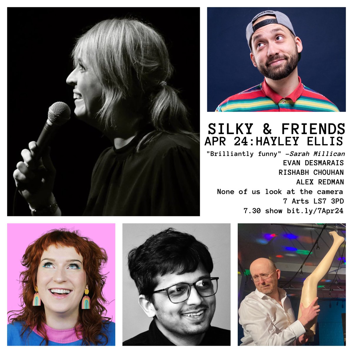 TONIGHT! Please book NOW, THEN share this for us? Upcoming headliners include @eleanortiernan, Mark Thomas, @robinince1969. Regulars get first bite at tickets. Head to bit.ly/7Apr24 Sharing REALLY helps: the best adverts have two legs.