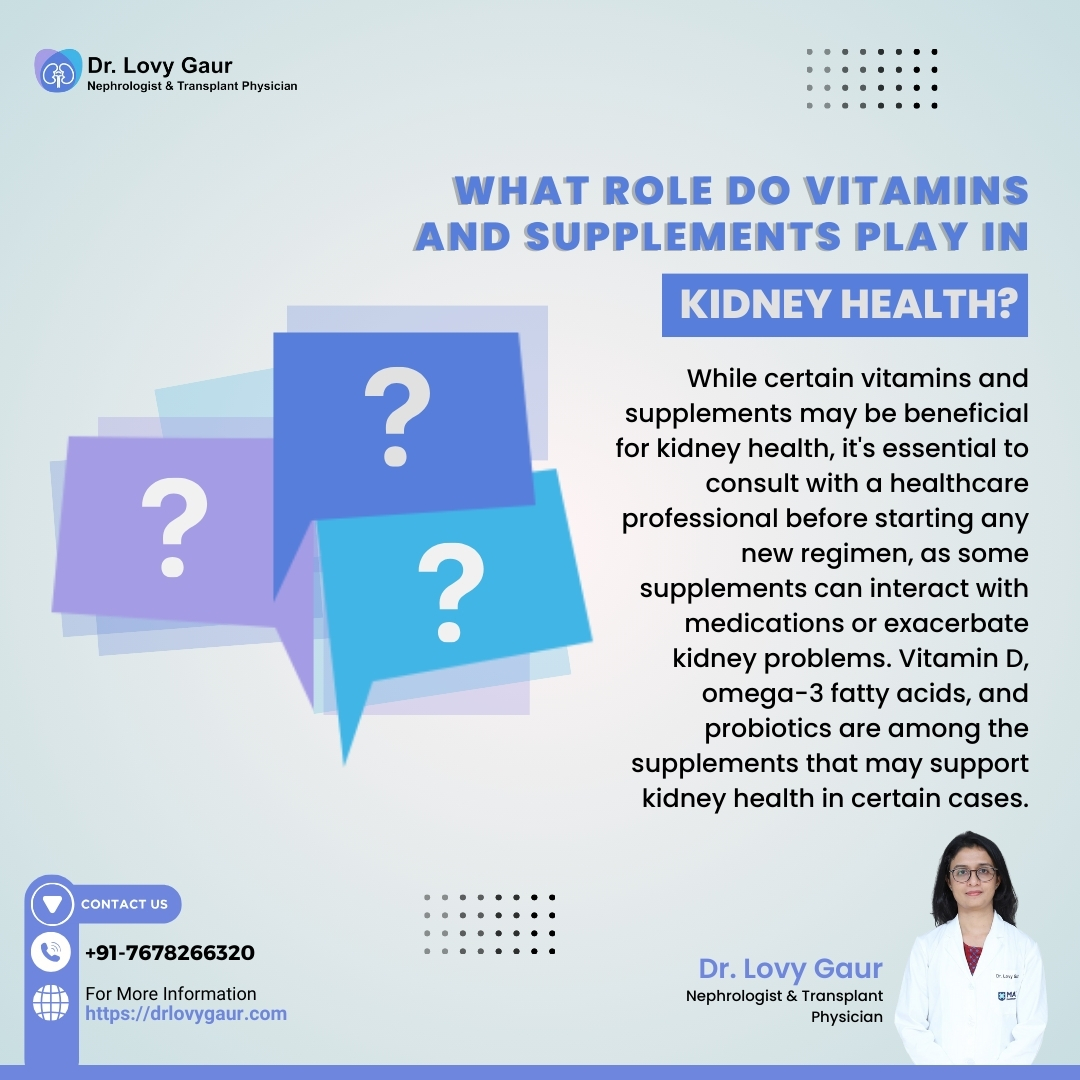 Vitamin D, omega-3 fatty acids, and probiotics are among the supplements that may support kidney health in certain cases.

#NephrologyCare #healthcare #RenalHealth #Delhi #PatientCare #nephrologist #kidneytransplant #Kidney #KidneyDiseaseAwareness #everyone #ghaziabad